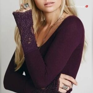 FREE PEOPLE 'LOVELY LADY LACE THERMAL' IN VINTAGE GRAPE